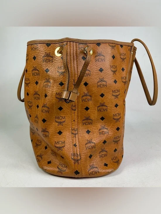 MCM Liz Large Reversible Visetos Brown Cognac Shopper Tote Bag - Picture 5 of 16